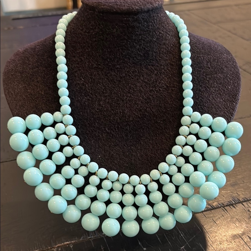 J. Crew Statement Having a Ball Bead Beaded Necklace in Aqua